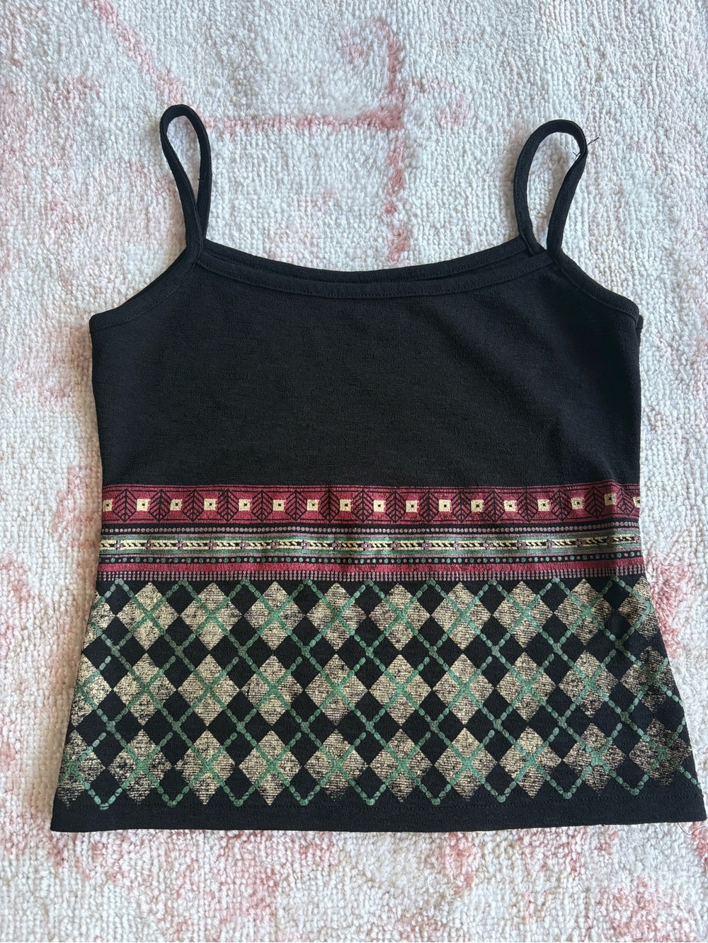 Black sweater printed tank top